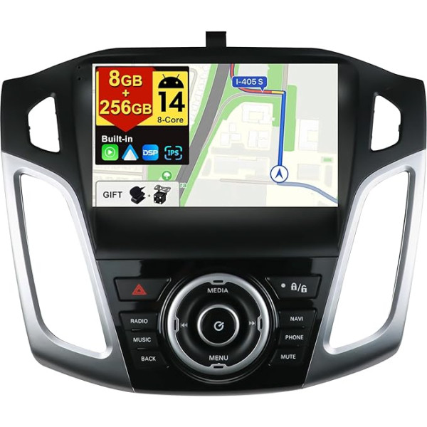 BXLIYER - [8G+256G, 8-core] - Android 12 IPS autoradio Ford Focus (2012-2017) - Bezvadu CarPlay/Android Car - LED kamera un mikrofons - 9 collu 2 DIN - DAB stūres vadības stūres vadība Fast Boot 360-CAM WiFi