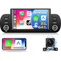 Podofo 2+64G Android auto radio Fiat Panda 2013-2020 Auto stereo radio ar bezvadu CarPlay 6,2 collu auto stereo radio ekrāns GPS navigācija WiFi RDS/FM SWC + AHD atpakaļgaitas kamera