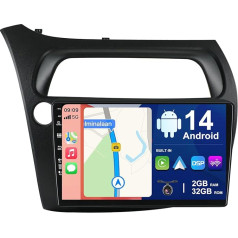 BXLIYER 9 collu Android 12 autoradio Honda Civic (2006-2012) - atpakaļgaitas kamera - 2G + 32G - 2 Din - DAB stūres vadības pults WiFi Carplay Android auto DSP Split Screen 4G Bluetooth