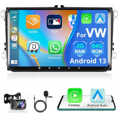 Podofo 2+64G auto radio VW Passat B6 Golf V VI 5 6 Polo Tiguan ar bezvadu A-pple Carplay/Android Car, Android 13 9