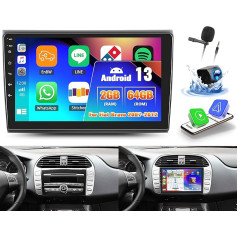 OiLiehu 2G + 64G Android 13 Double DIN Radio Android Car Carplay priekš Fiat Bravo 2007-2012 Automobiļu radio ar ekrānu 9 collu autoradio ar Mirror Link/EQ/Bluetooth/SWC/FM RDS/WiFi/GPS/Augstuma kamera