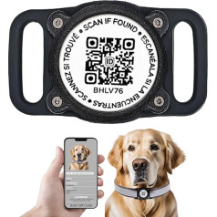 2 Pack IPX8 Waterproof AirTag Dog Collar Holder, Smart QR Code AirTag Holder for Dog Collar - Scan Notification | Instant Location | Contact Information | Pet App Request Dog