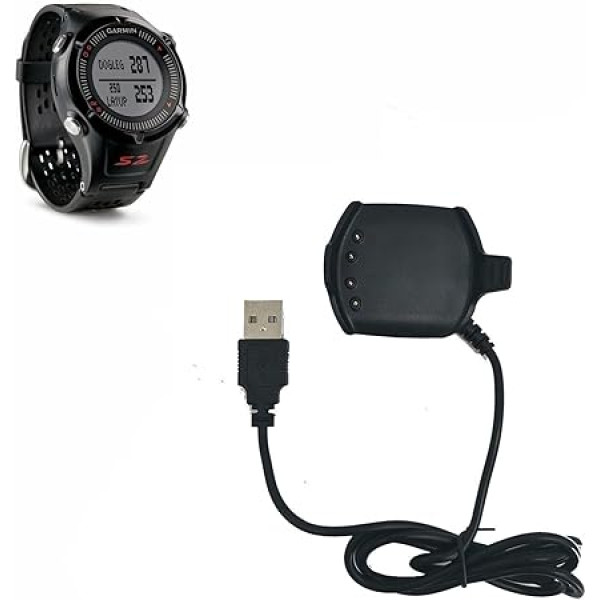 Rezerves USB lādētājs Garmin Approach S2 S4 pulksteņa USB lādētājam (melns)