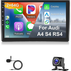 Hodozzy 2G 64G Android auto radio Audi A4 S4 RS4 2002-2008 Radio Carplay Android automašīnai, 9 collu skārienjūtīgais ekrāns ar GPS satelītnavigāciju, ekrāna radio ar Mirrorlink WiFi Bluetooth Hifi FM RDS radio Audi A4