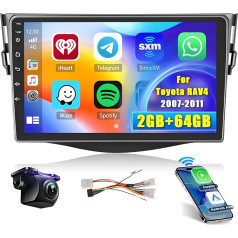 [2+64GB] Android 13 auto radio, bezvadu CarPlay Android auto, Toyota RAV4 2007-2011 radio, 9 collu ekrāna auto radio, Bluetooth, Mirror Link, GPS WiFi FM RDS SWC SWC EQ