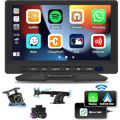 CAMECHO 1 Din autoradio bezvadu Apple Carplay Android Auto, 7 Zoll Flip Out Bildschirm AutoRadio mit Bluetooth/GPS/AUX/USB/Mirror Link+Rückfahrkamera