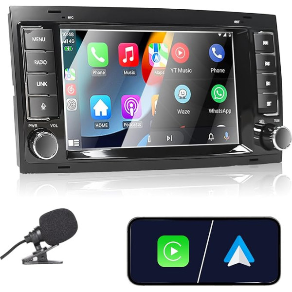 Liulbobu Auto radio VW Touareg 2004-2011 Transporter T5 Multivan 2004-2009, saderīgs ar bezvadu Apple Carplay un Android Car, 7 collu radio ar skārienekrānu/Bluetooth/FM/AM/USB/DSP/RDS/Mirror Link