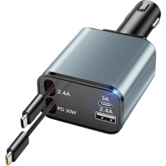 COCIVIVRE Cigarešu aizdedzinātāja USB C auto lādētājs, mobilā tālruņa ātrās uzlādes USB cigarešu aizdedzinātāja adapteris, saderīgs ar iPhone 16/16 Pro Max/15/14/13/12/11/Galaxy S24/S23/S22/Google Pixel9/8/7