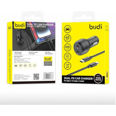 Budi - Dual PD Kfz-Ladegerät & PD USB-C auf USB-C-Kabel - CC108RTTB