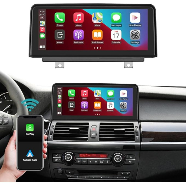 Ninetom 10,25 collu skārienjūtīgā ekrāna autoradio BMW X5/X6 E70 E71 2011-2013 ar CIC sistēmu, atbalsta Apple Carplay/Android Car/Mirrorlink/GPS navigāciju, modernizēts auto stereo displejs