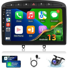 2+64G auto radio Peugeot 308 2007-2013/408 2007-2017 - Wireless Carplay & Android Car - 9 collu Android 13 auto radio ar WiFi GPS EQ FM RDS + AHD atpakaļgaitas kamera un mikrofons