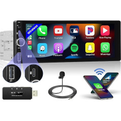 Hikity 1 Din bezvadu bezvadu Carplay autoradio ar DAB adapteri, 6,9 collu autoradio ar Android auto spoguļa saiti Bluetooth 5.0 SWC USB Type-C Mic FM RDS