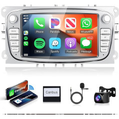 2G + 64G bezvadu Carplay Android 13 auto radio Ford Focus II mk2 Mondeo S-Max C-Max Galaxy Kuga 7 collu auto radio ar Android navigāciju GPS WiFi Mirror Link Bluetooth FM/RDS/DAB/EQ/SWC