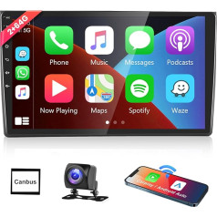 Podofo Carplay auto radio Audi A4 2002-2008, 9 collu skārienjūtīgais ekrāns, auto radio 2G + 64G ar bezvadu Android, Bluetooth/GPS/WiFi/FM/RDS/SWC/HiFi/USB+atgriešanas kamera