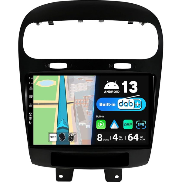 BXLIYER - Iebūvēts DAB - Android 13 IPS auto radio Fiat Freemont Dodge Journey Leap (2012-2020) - Carplay/Android Car - 4G+64G - Kamera + Mic - 9 collu 2 DIN - Stūres vadības WiFi DSP