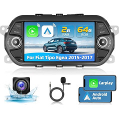 Podofo 2+64G Auto Radio Fiat Egea Tipo 2015 2016 2017 ar Wireless CarPlay Android Car 7 collu Auto Stereo Radio ekrāns ar Bluetooth WiFi, GPS, RDS + atpakaļgaitas kamera