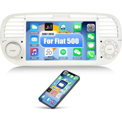 CAMECHO Android 13 autoradio Fiat 500 (2007-2015) ar Bluetooth navigāciju, 7 collu autoradio ar skārienjūtīgu displeju, FM/RDS Mirror Link WiFi un USB (Balts)