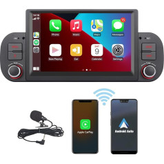 HLLECARMO Bezvadu Carplay un Android autoradio Fiat Panda 2013-2020, Mirror Link Bluetooth 5.0 ar 7 collu skārienjūtīgo ekrānu RDS AM/FM USB DSP High Power Subw EQ SWC- White