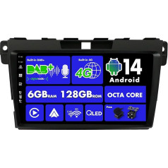 SXAUTO Android 13 [Iebūvēts 4G un DAB] - 6G + 128G - Auto radio Mazda CX-7 (2008-2015) - Dual Band WiFi - CarPlay Android Car - Kamera + Mic - Bluetooth DSP - QLED 9