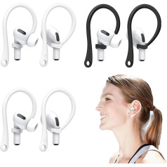 3 pāri austiņu āķi Airpods silikona aksesuāriem pret pazaudēšanu Drošs turētājs Airpod austiņām Sport Running Black White