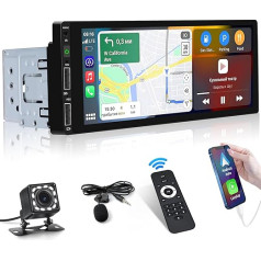 Inefala 1 DIN 6,9 collu autoradio ar Carplay un Android Car, Stereo skārienjūtīgais ekrāns ar Bluetooth, Mirror Link, FM, USB ātrā uzlāde, stūres vadības stūres, atpakaļgaitas kamera