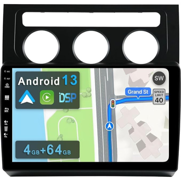 YUNTX [4GB + 64GB] Android 13 autoradio VW Touran (2003-2009)-[Integrēts CarPlay/Android Car/DSP/GPS]-10.1 collu IPS 2.5D kamera + MIC-DAB/ stūres vadības stūres vadība/Mirror Link/Bluetooth 5.0/360