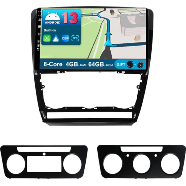 BXLIYER Android 13 IPS auto radio piemērots Skoda Octavia (2006-2014) - 4G+64G - Iebūvēts DSP/Carplay/Android Car - LED kamera + mikrofons - 10,1 collu 2 DIN - Vadāms no stūres WiFi DAB 360 kamera