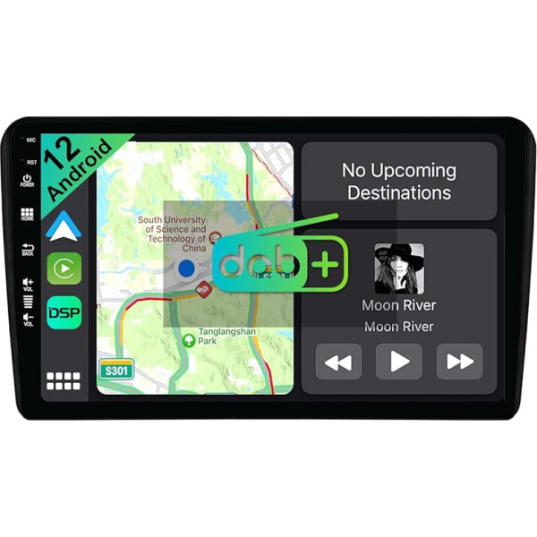 YUNTX [DAB-4G+64G] Android 12 autoradio Audi A3 8P/8PA (2003-2013)-[Integrēts DAB+/CarPlay/Android Auto/DSP/GPS]-9 collu IPS 2.5D skārienekrāns MIC+kamera USB/MirrorLink/Stūresrats