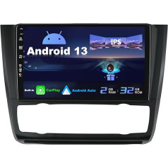 SXAUTO Android 13 IPS auto radio piemērots BMW 1. sērijas E81 E82 E87 E88 (2004-2012) - Iebūvēts Carplay/Android Car - Bez kameras - 2G + 32G - Stūres vadības WiFi DAB Fast Boot - 2 DIN 9