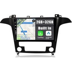 YUN TX Android 10 2 DIN auto radio piemērots Ford S-Max (2007-2008) - 9 collas - 2G + 32G - bezmaksas kamera - atbalsta DAB/ stūres vadības ierīci/WiFi/Bluetooth 5.0/CarPlay/Mirrorlink/USB/4G