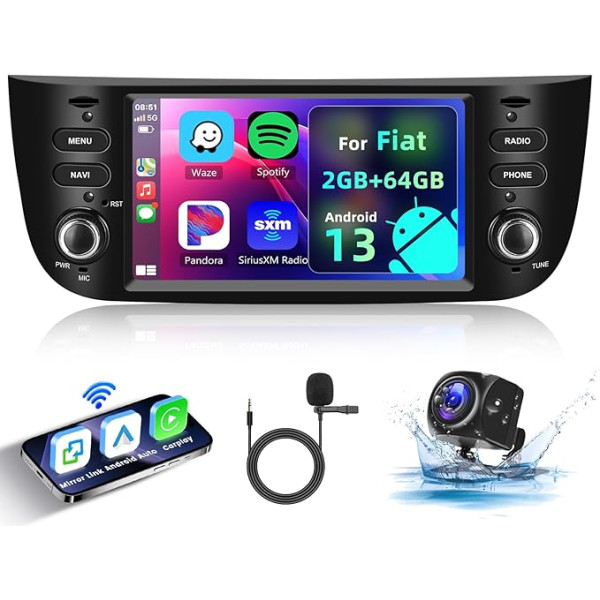 Hodozzy 2GB + 64GB auto radio Fiat Punto