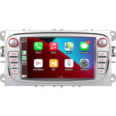 LXKLSZ Automašīnas radio ar bezvadu Carplay Android automašīnai Ford Focus S-MAX C-MAX KUGA ar IPS skārienekrānu/Bluetooth/Mirror Link/FM/AM/USB, sudraba krāsa