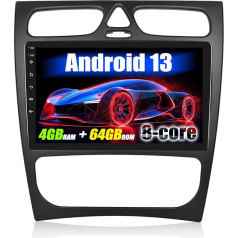 [8-core] SIXWIN 4+64G Android 13 Carplay Android auto radio Mercedes-Benz C-Class / CLK (4 durvis) 2002-2004, 9 collu skārienjūtīgais ekrāns ar DSP GPS WiFi BT BT USB FM RDS Mirror Link + 32 joslu ekvalaizers