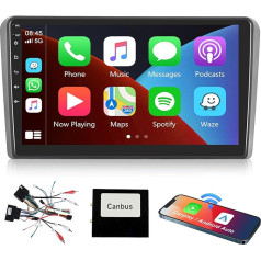 Podofo Carplay auto radio Audi A3 2008-2012, 9 collu skārienjūtīgais ekrāns, auto radio 2G + 64G ar bezvadu Carplay Android Car, Bluetooth/GPS/WiFi/FM/RDS/SWC/HiFi/USB+atgriešanas kamera