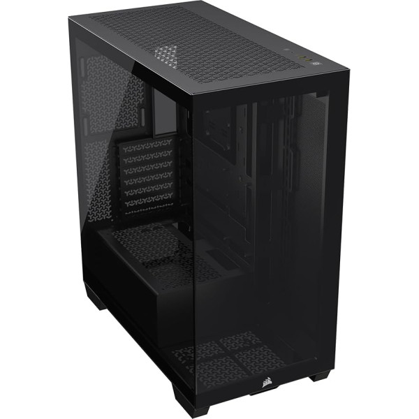 CORSAIR 3500X Mid-Tower ATX PC korpuss - rūdīts panorāmas stikls - saderīgs ar reversā savienojuma pamatplatēm - nav iekļauti ventilatori - melns