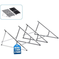 Pastiprināts stabilitātes saules paneļu kronšteins Strukturāli uzlabots saules paneļu stiprinājums Balkona elektrostacija 118 cm saules paneļiem 100 W-600 W, regulējams leņķis 0-90 ° jumta saules paneļiem 2 pāri