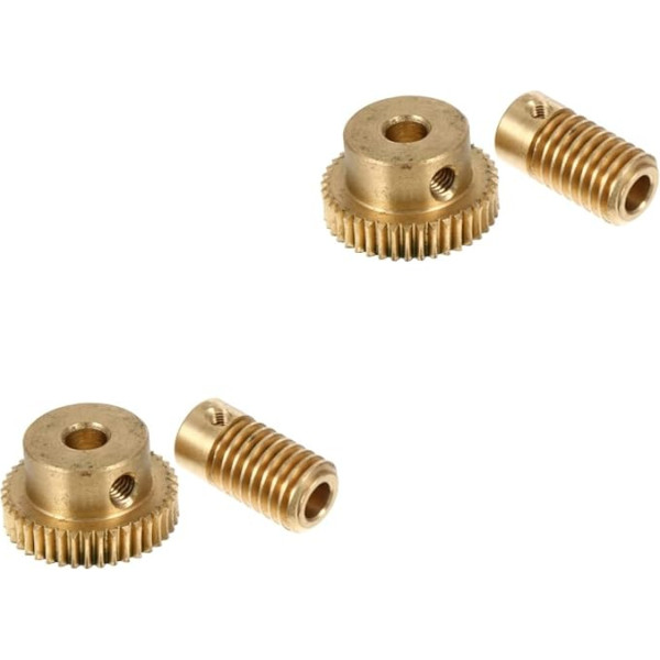 COLLBATH Pack of 4 40 Hole Accessories Industrial Gold Copper Gear Module Replacement Drive with Worm Diameter MM Small Parts Shaft Gear for Brass