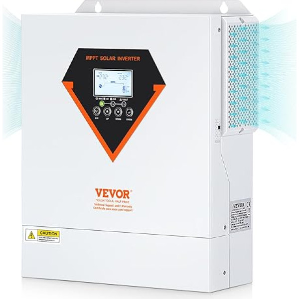 VEVOR 2-in-1 hibrīds saules invertors 3500W saules invertors 7000VA Pure Sine Wave MPPT LCD displejs 3 uzlādes režīmi (saules uzlāde, uzlāde no elektrotīkla, hibrīda uzlāde) un 4 izejas režīmi (UTL, SOL, SBU, SUB)