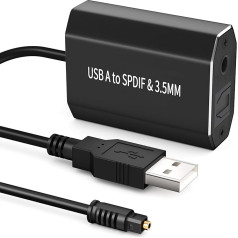 Ozvavzk A tipa USB uz Toslink Jack vienvirziena USB A uz SPDIF 3,5 mm audio izejas adapteris ar optisko kabeli Windows Linux PS4/PS5 PC klēpjdatoram