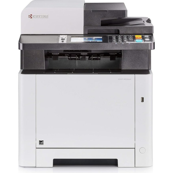 Kyocera Ecosys M5526cdw krāsainais lāzera printeris daudzfunkcionāla ierīce WLAN: printeris skeneris kopētājs, faksa aparāts. 26 lpp/min. Daudzfunkciju printeris, ieskaitot mobilās drukāšanas funkciju.