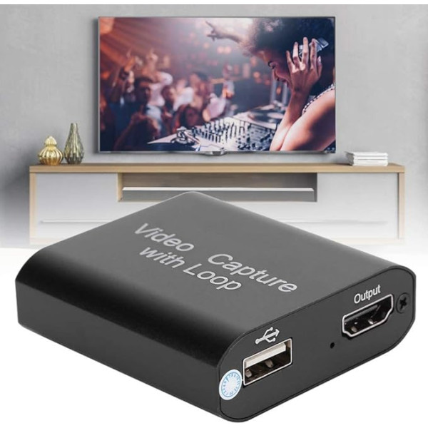 HDMI video uztveršanas karte, 4K 1080P spēļu uztveršanas karte Atbalsta šifrēšanas karti USB 2.0, Loop Out Capture karte VLC, OBS, Amcap u.c.