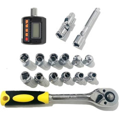 Digitaler Drehmomentadapter, Digitales Drehmomentmessgerät Set Drehmomentprüfer Drehmomentadapter Zündkerzenschlüssel Werkzeuge Automobil-Fahrrad-Reparaturwerkzeuge(13.5-135Nm sets)