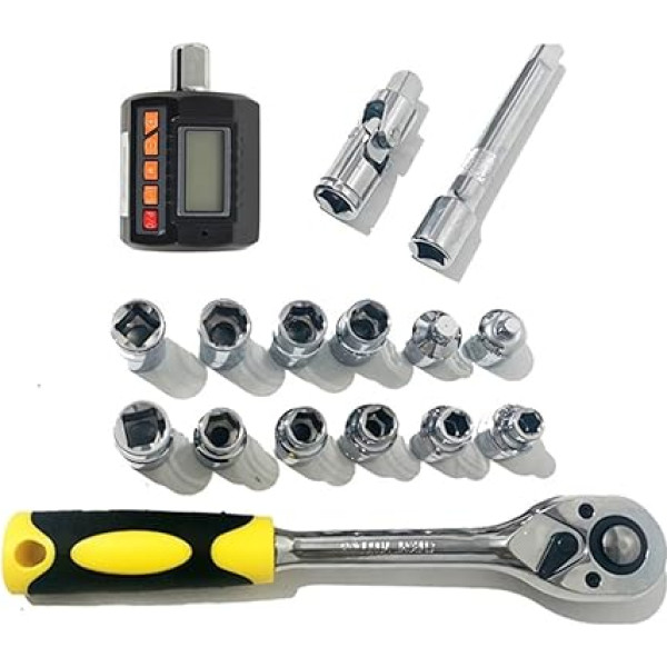 Digitaler Drehmomentadapter, Digitales Drehmomentmessgerät Set Drehmomentprüfer Drehmomentadapter Zündkerzenschlüssel Werkzeuge Automobil-Fahrrad-Reparaturwerkzeuge(13.5-135Nm sets)