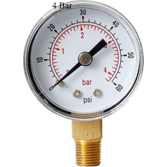 Izturības klase 2,5%, 40 mm, Zifferblattdruck, 1/8 Zoll BSPT, vertikāls, 15, 30, 60, 100, 160, 200, 300 PSI un Bar, 1 Stück(Red)