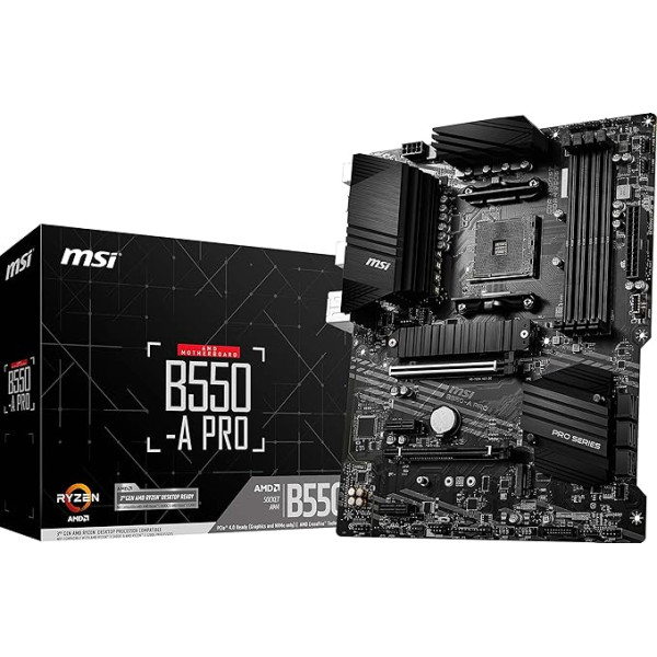 MSI B550-A PRO ProSeries pamatplate (AMD AM4, DDR4, PCIe 4.0, SATA 6 Gb/s, M.2, USB 3.2 Gen 2, HDMI/DP, ATX)