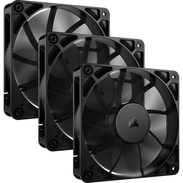 CORSAIR RS120 120mm PWM ventilators - Daisy Chain savienojums - zems trokšņa līmenis - magnētiskais kupola gultnis - trīskāršs komplekts - melns