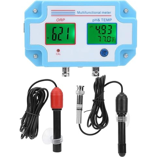 Ūdens kvalitātes testeris, pH / redoks / temperatūras monitorings ar zondi, 1:3 digitālais LCD multiparametrs, 0-14 PH ± 0,1 PH precizitāte, -1999-1999 mV diapazons augu baseiniem Spa (ES)