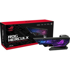 ASUS ROG Herculx grafiskās kartes turētājs (72-128 mm atbalsta augstums) - montāža bez instrumentiem, integrēts līmeņrādis, Aura Sync, melns