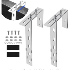 Glorlliant saules paneļu montāžas āķi, 2 gabali nerūsējošā tērauda saules paneļu āķi, regulējami balkona PV atbalsta moduļu kronšteini 260 x 190 x 38 mm saules paneļu margu uzstādīšanas komplekts