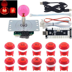 SJ@JX Arkādes spēļu LED DIY komplekts Mehāniskā tastatūras slēdža Arcade LED poga LED Joystick kontrolieris Nulles kavēšanās USB kodētājs PC MAME Retropie Jamma Red